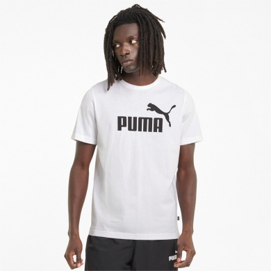 Puma T-shirt rekreacyjne Essentials Logo (100% bawełna) biały mężczyźni